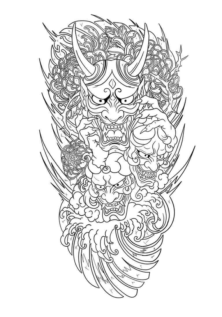 Máscara tribal ornamentada en blanco y negro o ilustración de rostro con patrones decorativos en espiral.