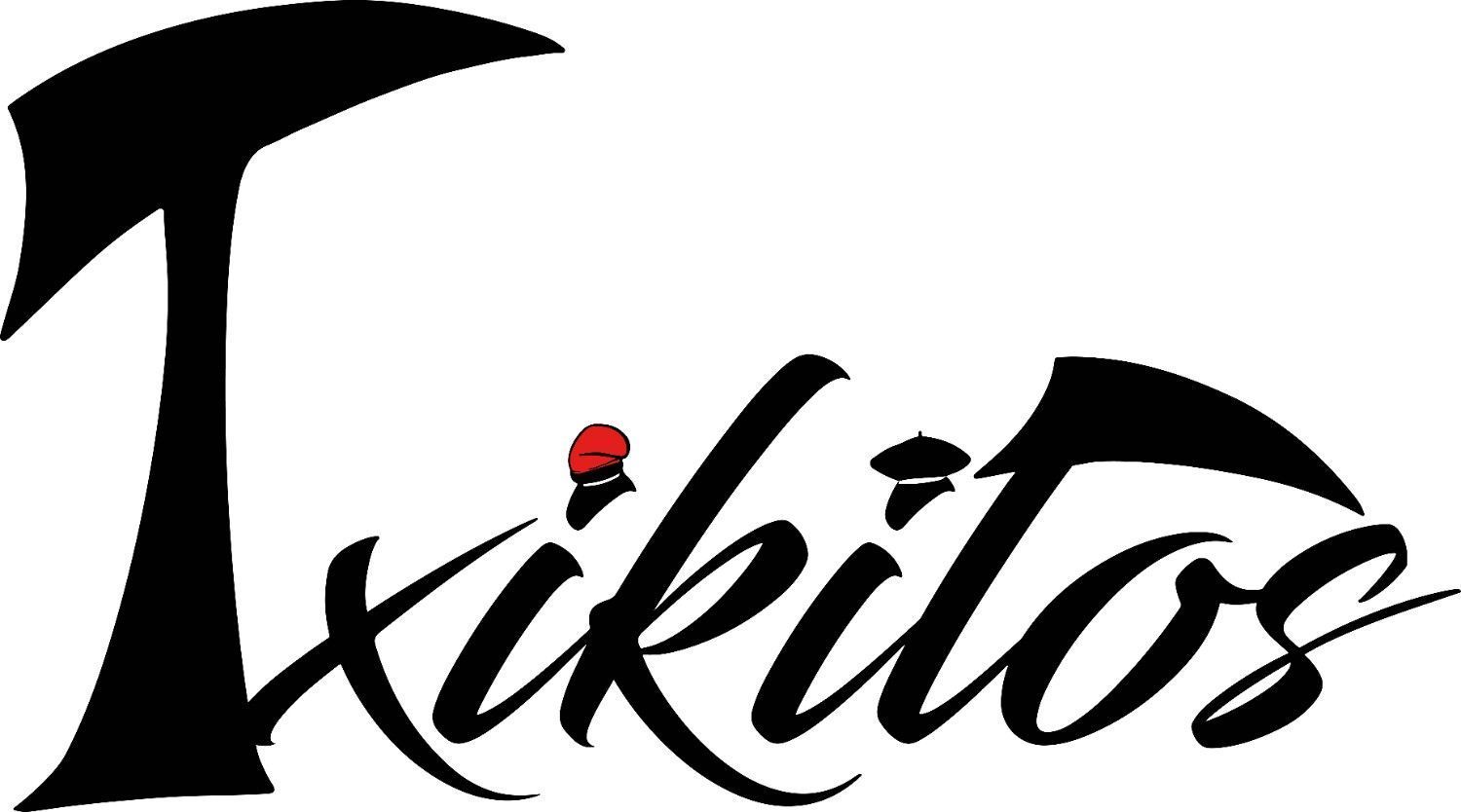 Logotipo negro estilizado con la palabra “kikitos” y un pequeño detalle rojo encima de las letras.