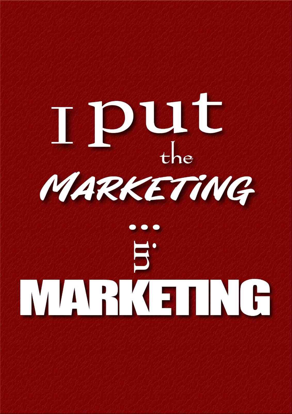 Fondo rojo con la frase “Yo pongo el marketing en el marketing” en fuentes mixtas.