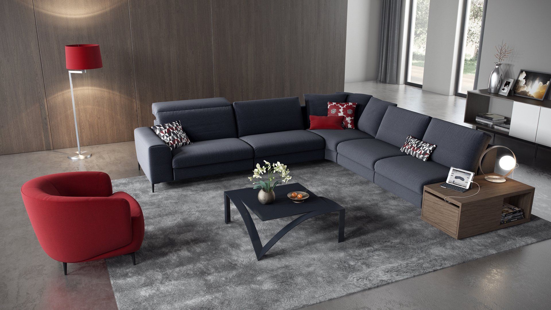 Canapé angle Donato tissu