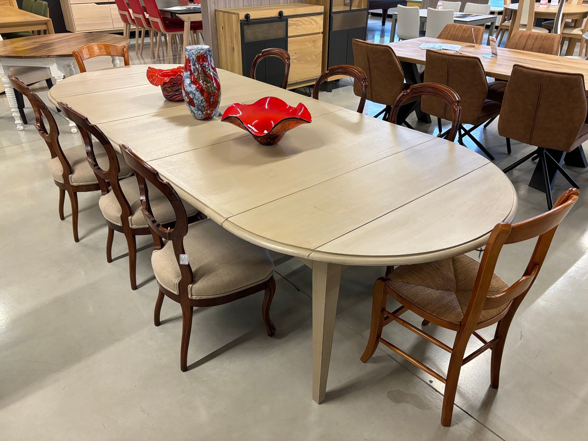 Table ronde ancienne 3 allonges