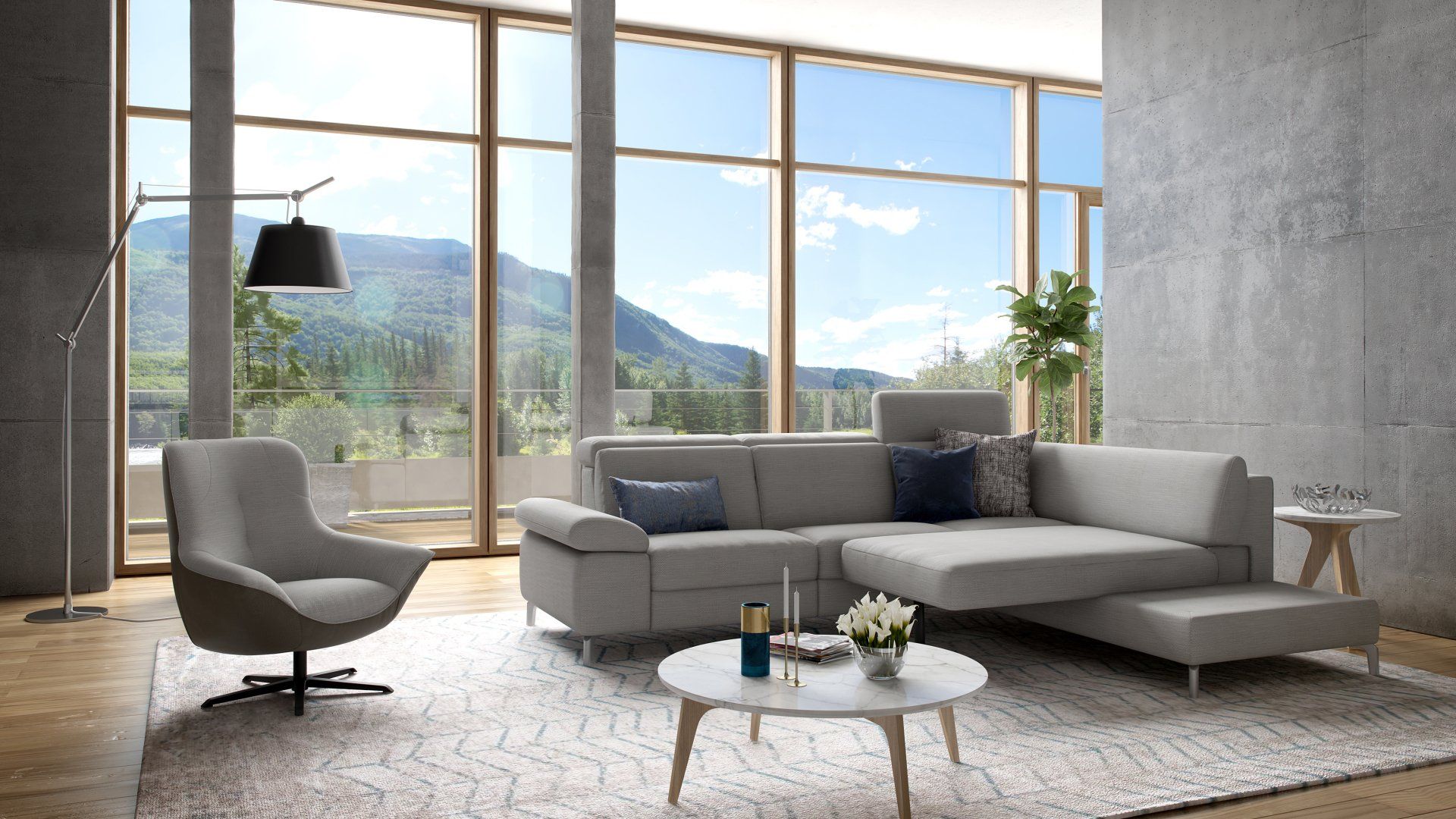 Canapé angle Tasman tissu assise Turn