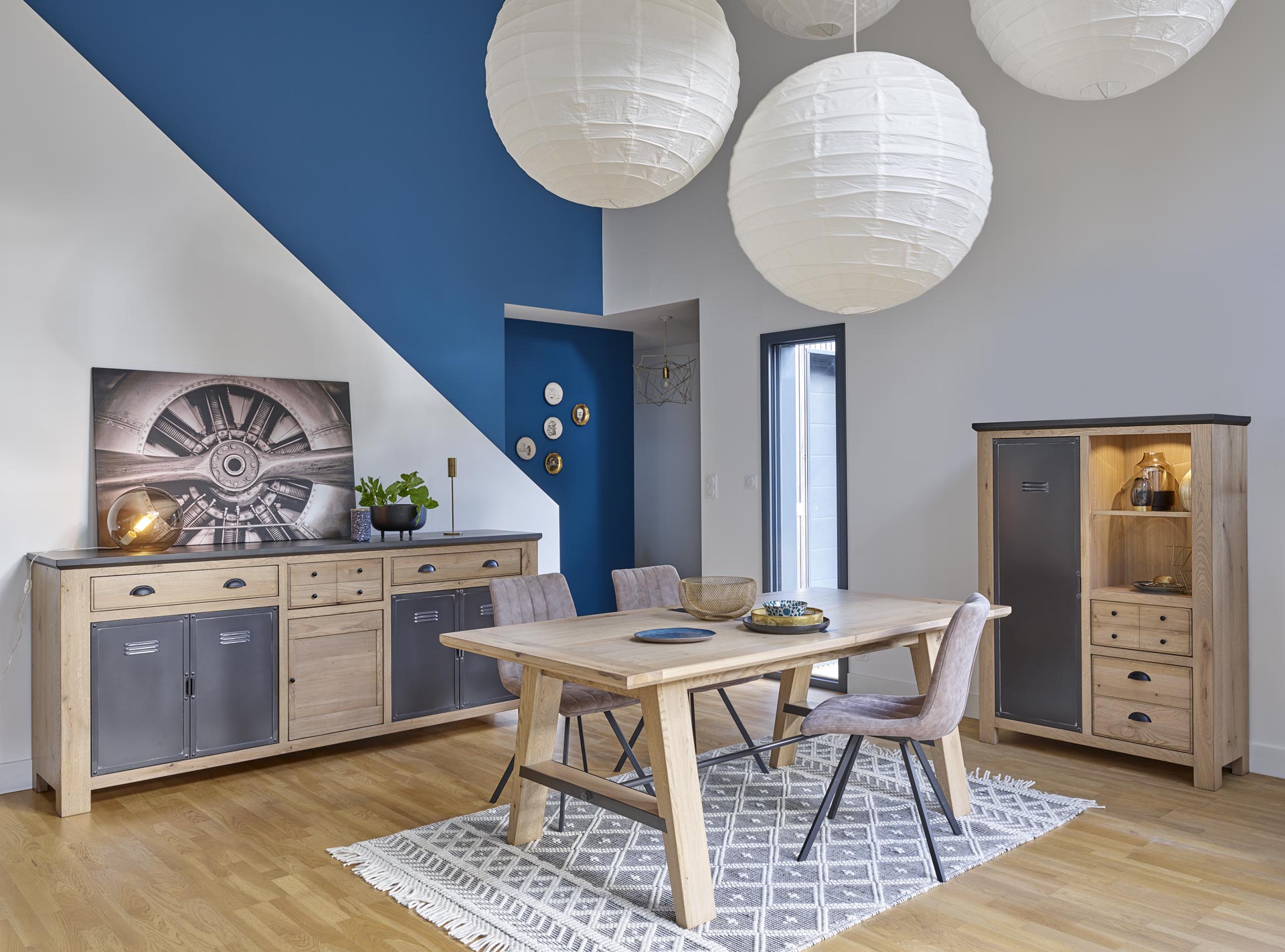 Table enfilade Madison industriel bois