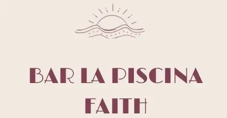 Logotipo para "Bar La Piscina Faith" con dise&ntilde;o de sol y olas.