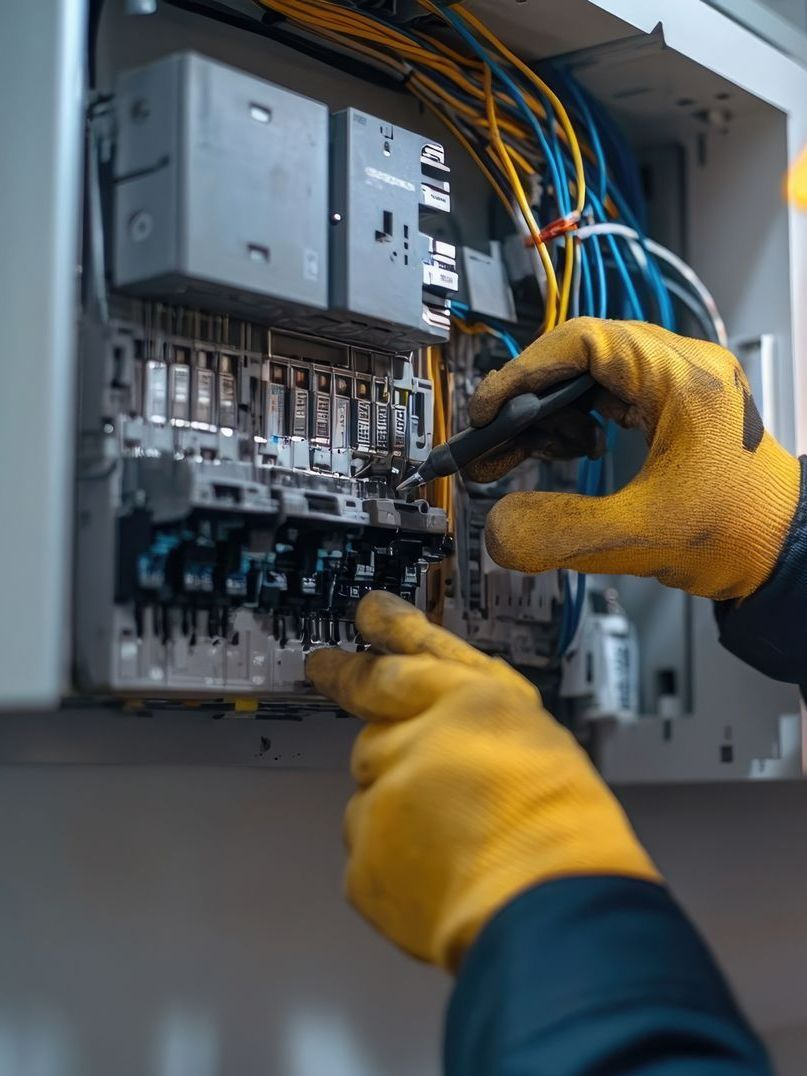 Électricien travaillant sur un tableau électrique