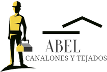 Logotipo: Silueta de trabajador con herramientas y el nombre “ABEL” con “CANALONES Y TEJADOS” debajo, y contorno de techo.