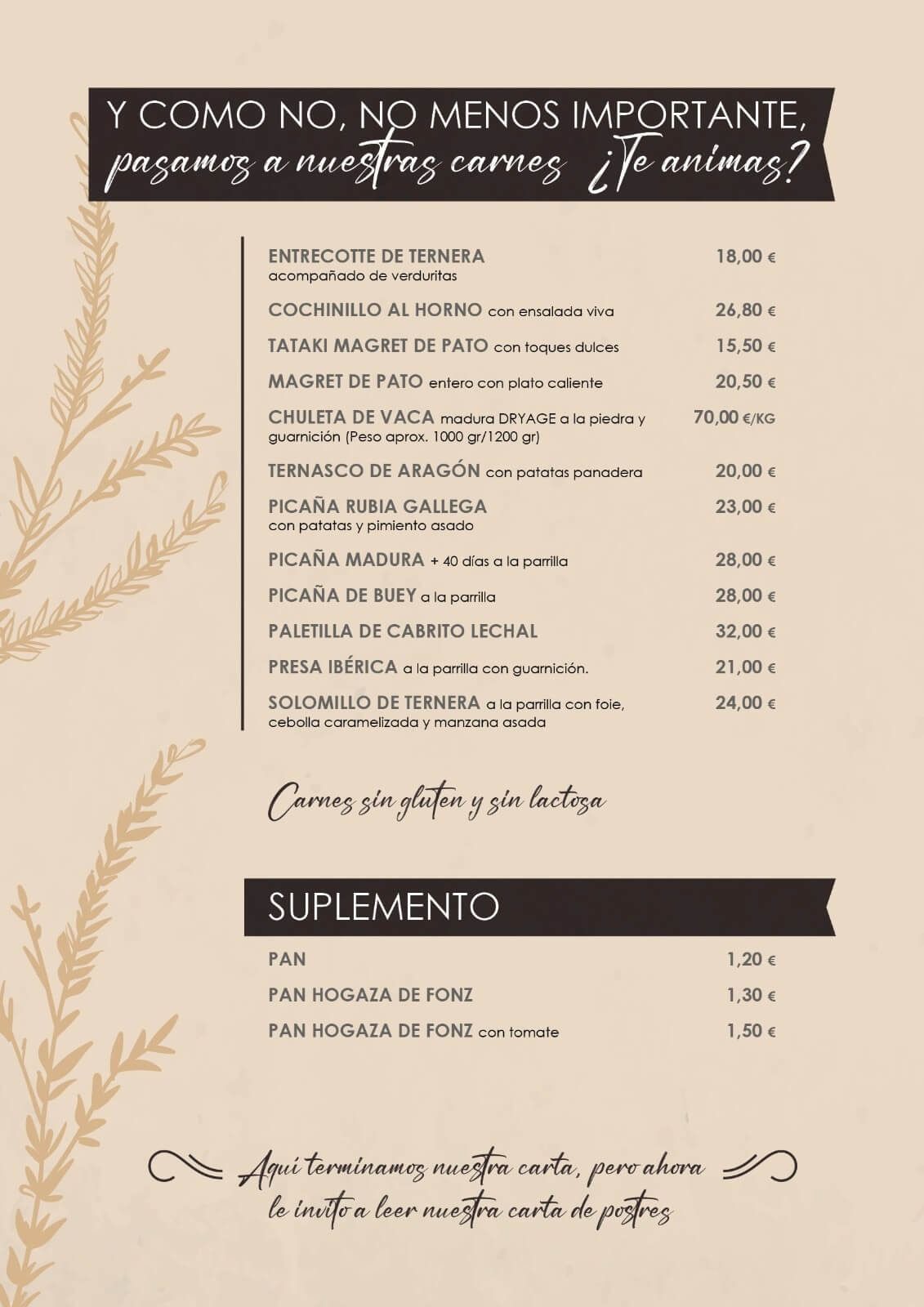 Un menú para un restaurante con una lista de vinos
