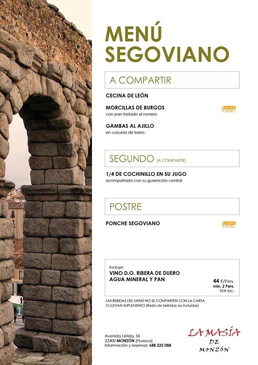 Un menú para segoviano con la imagen de un arco de piedra