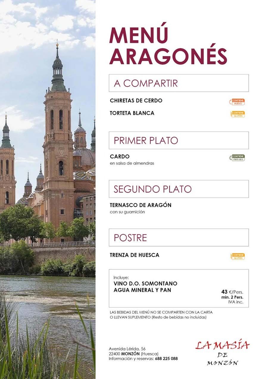 Un menú con una imagen de un castillo y un río.