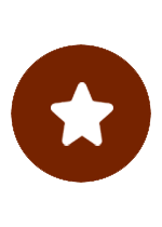 Un círculo marrón con una estrella blanca en el medio.