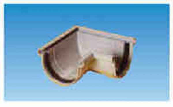 Una esquina de canal blanca sobre un fondo azul.