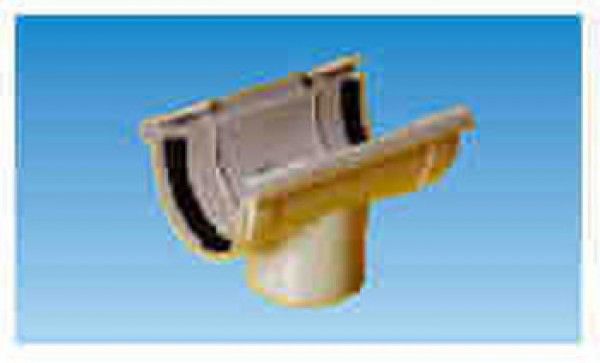 Un primer plano de un desagüe sobre un fondo azul.