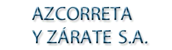 Azcorreta y Zarate SA está escrito en azul sobre fondo blanco.