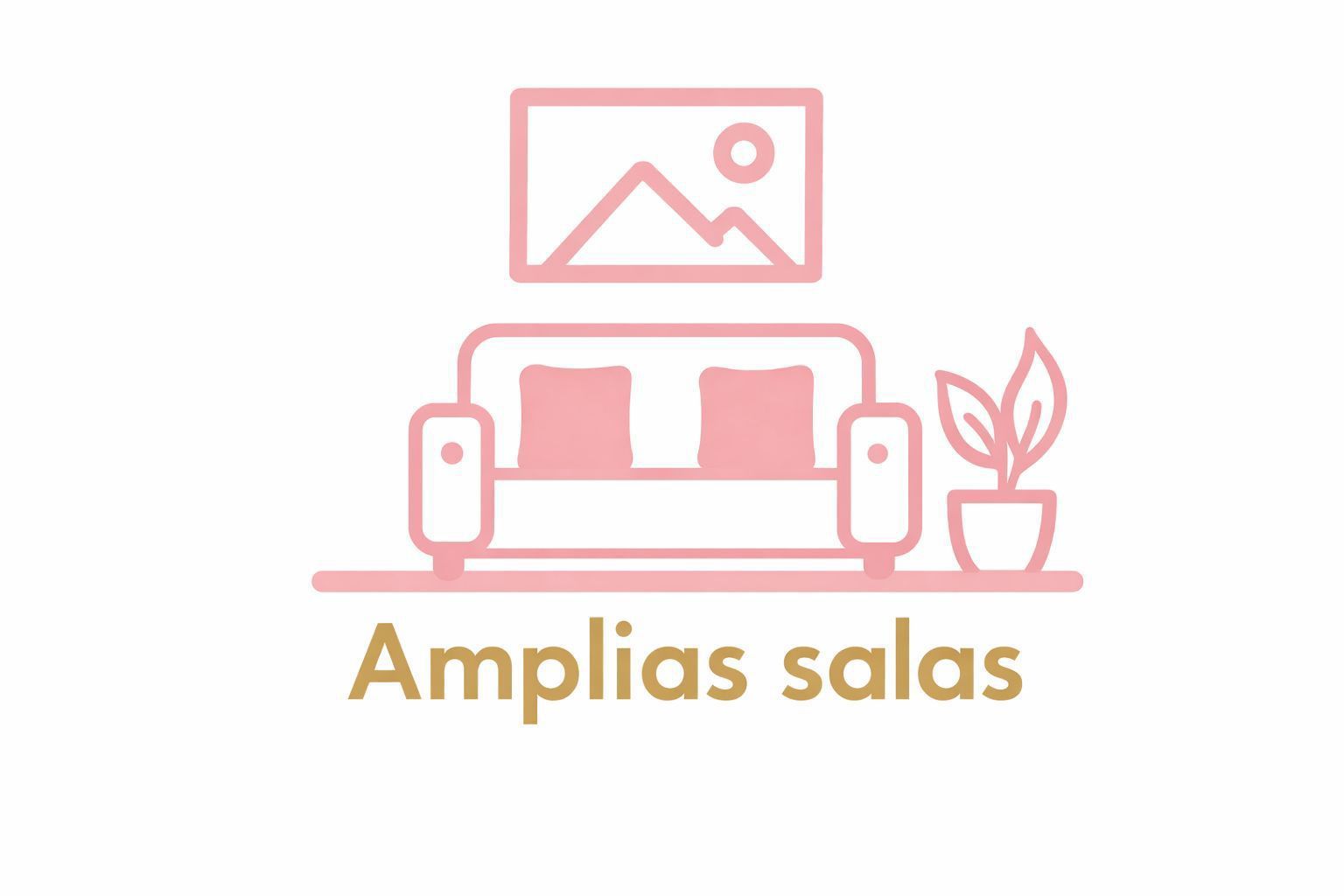 Un icono rosa de dibujo lineal que representa un sofá con cojines