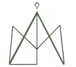 Un dessin d'un triangle avec un losange au milieu.