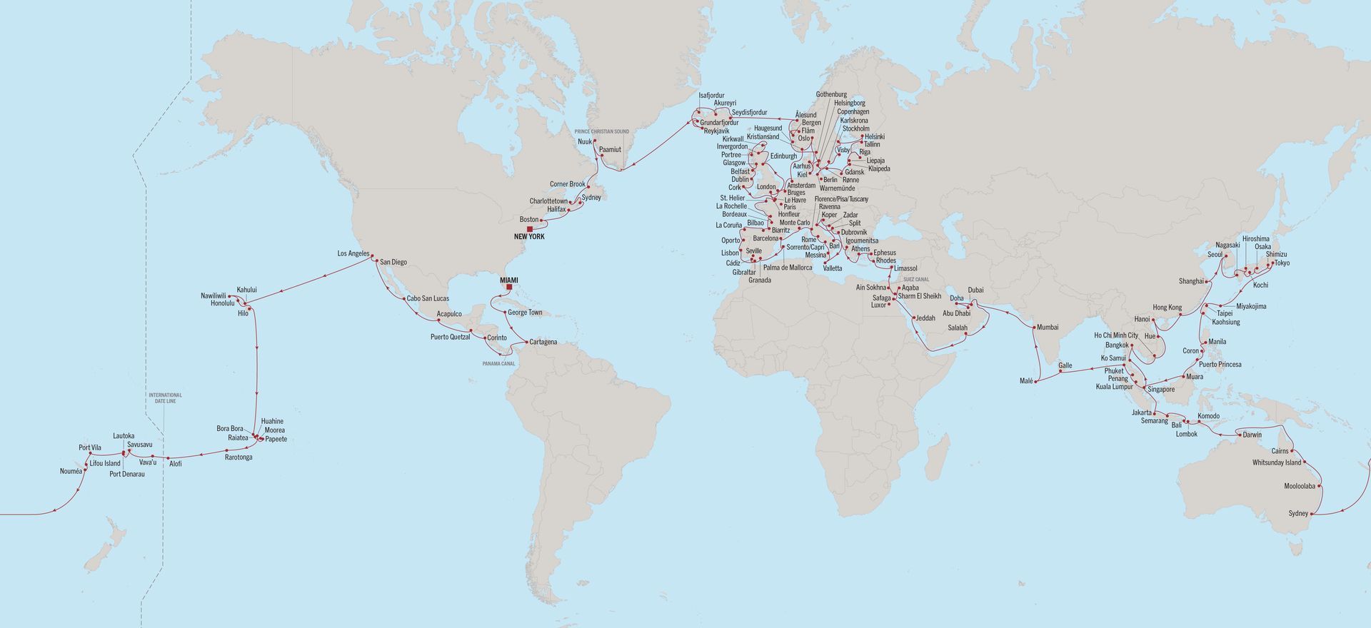A map of the world with a blue background 2027+Epic+Global+Adventure+Miami+to+New+York