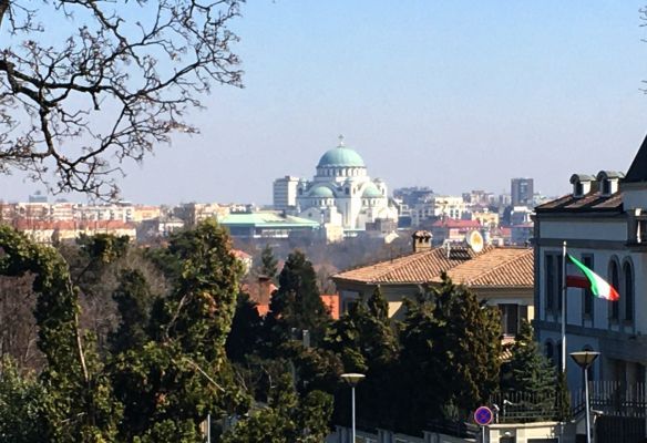 Church of St Sava seen from Museum of Yugoslavia