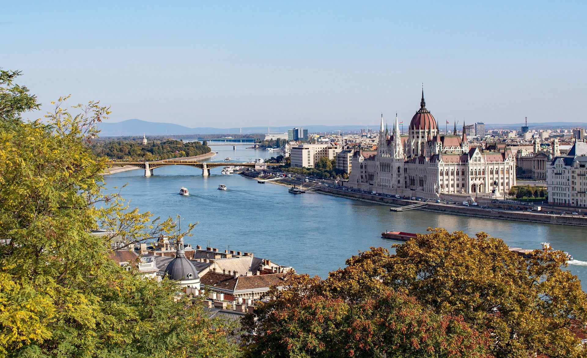 Budapest city with a river and a bridge in the background on the Danube