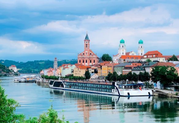 Amawaterways river cruises seen here in Passau, Germany