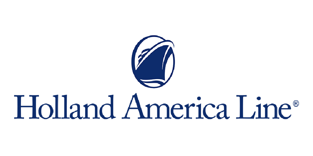 A logo for holland america line with a boat in the middle