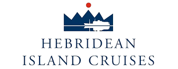The logo for hebridean island cruises has a crown on it