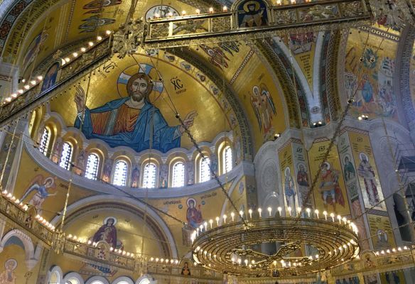 Interior view of the Church of St Sava