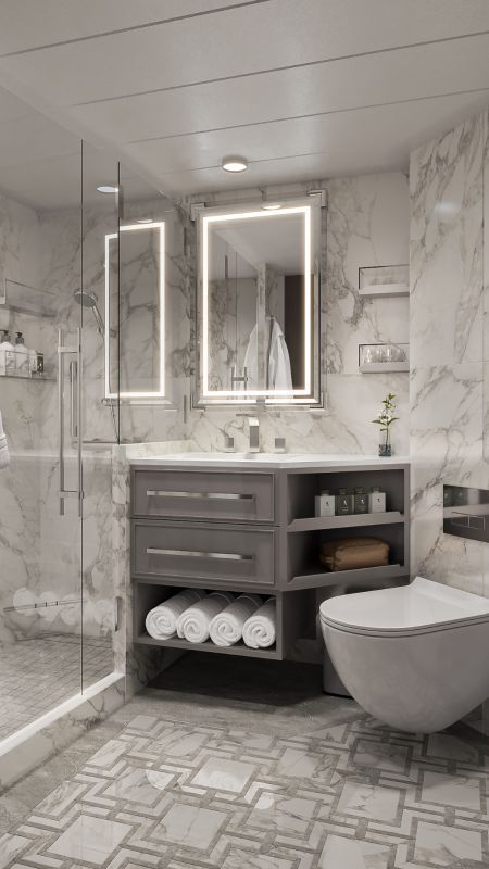 The marble bathroom in our Veranda Stateroom