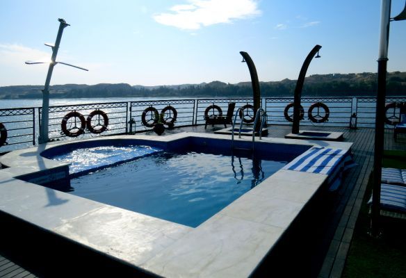 Pool area on our Nile river ship, MS Mayfair