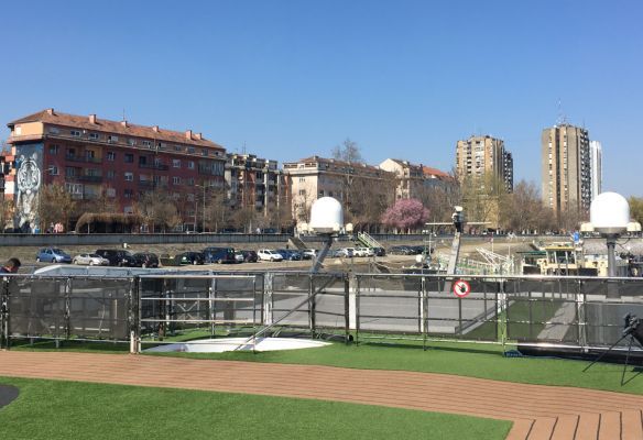 The view of the river front at Novi Sad from the deck of Emerald Sun