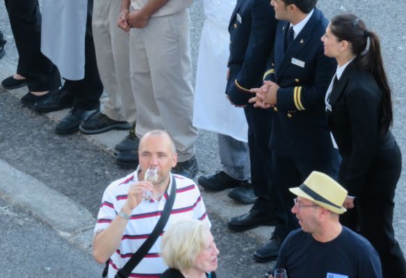 A champagne welcome back onboard on Seven Seas Explorer