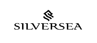 A black and white logo for silversea on a white background.