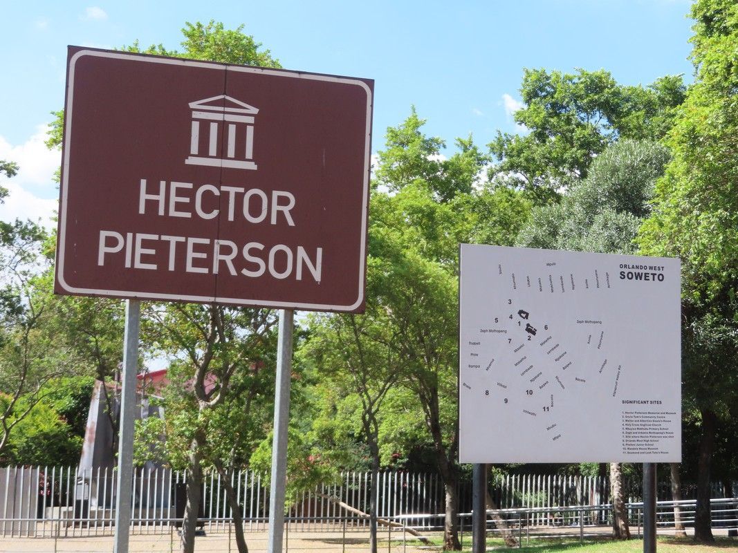 A sign that says hector pieterson on it
