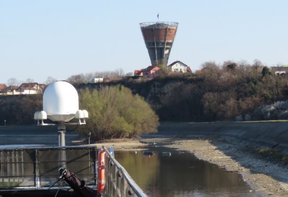 Vukovar Water Tower seen from the Emerald Sun