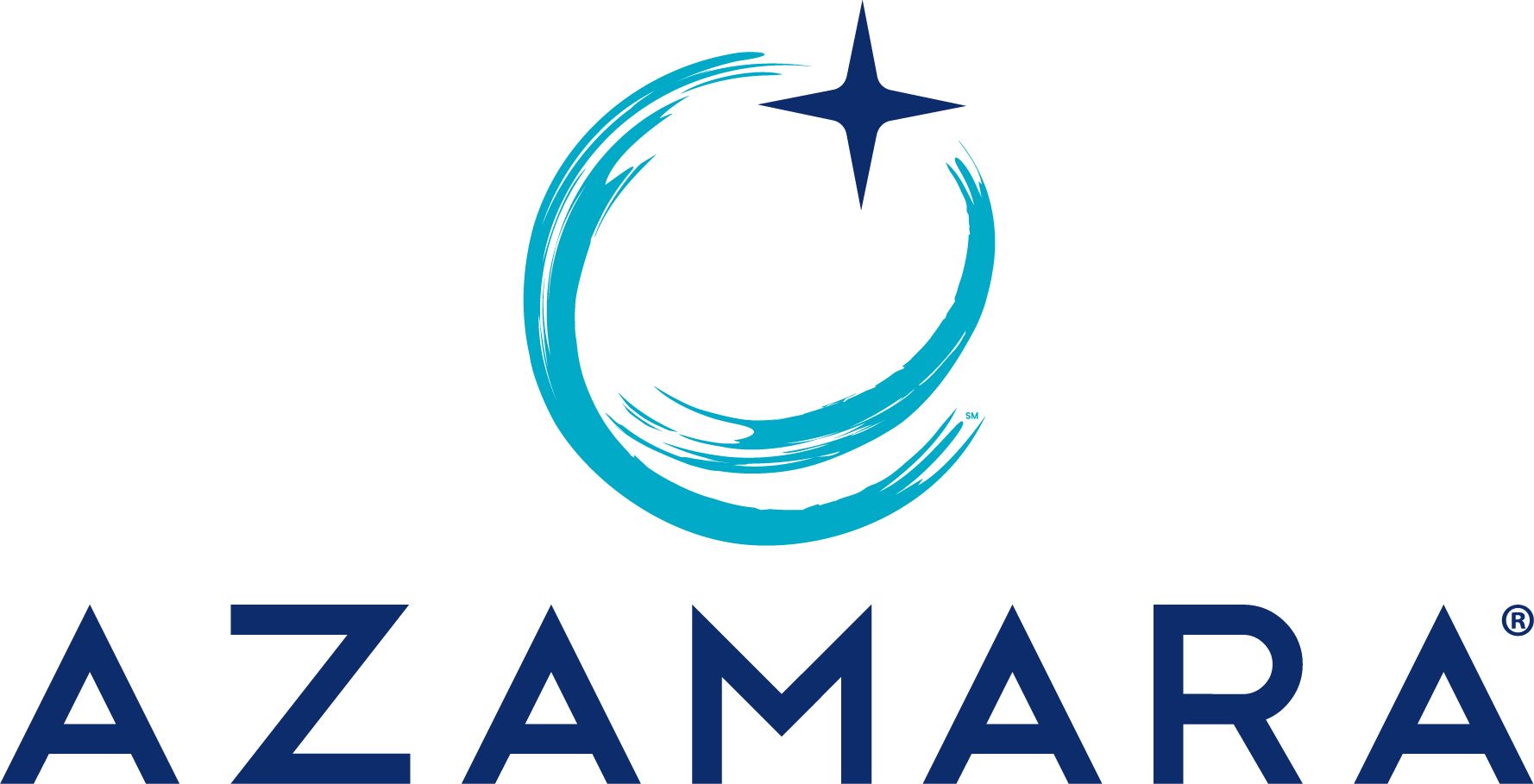 The azamara logo is a blue circle with a star in the middle.
