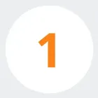 El número uno es naranja en un círculo blanco.