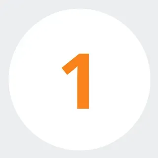 El número uno es naranja en un círculo blanco.