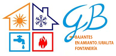 The logo for gb bajantes en amianto / uralita fontaneria