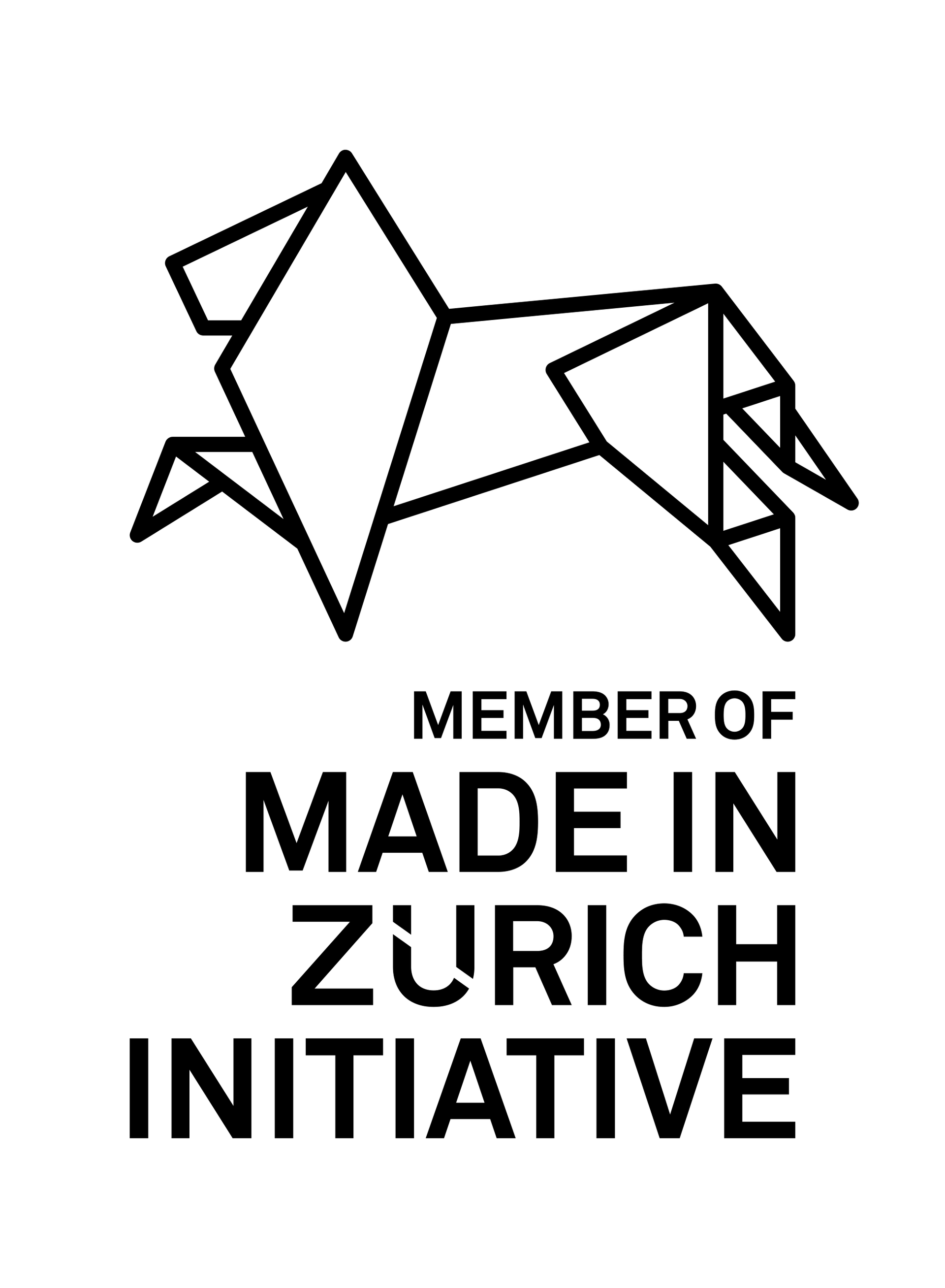Ein schwarz-weisses Logo für ein Mitglied der Initiative Made in Zürich.