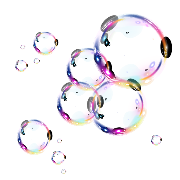 Bulles de savon multicolores.