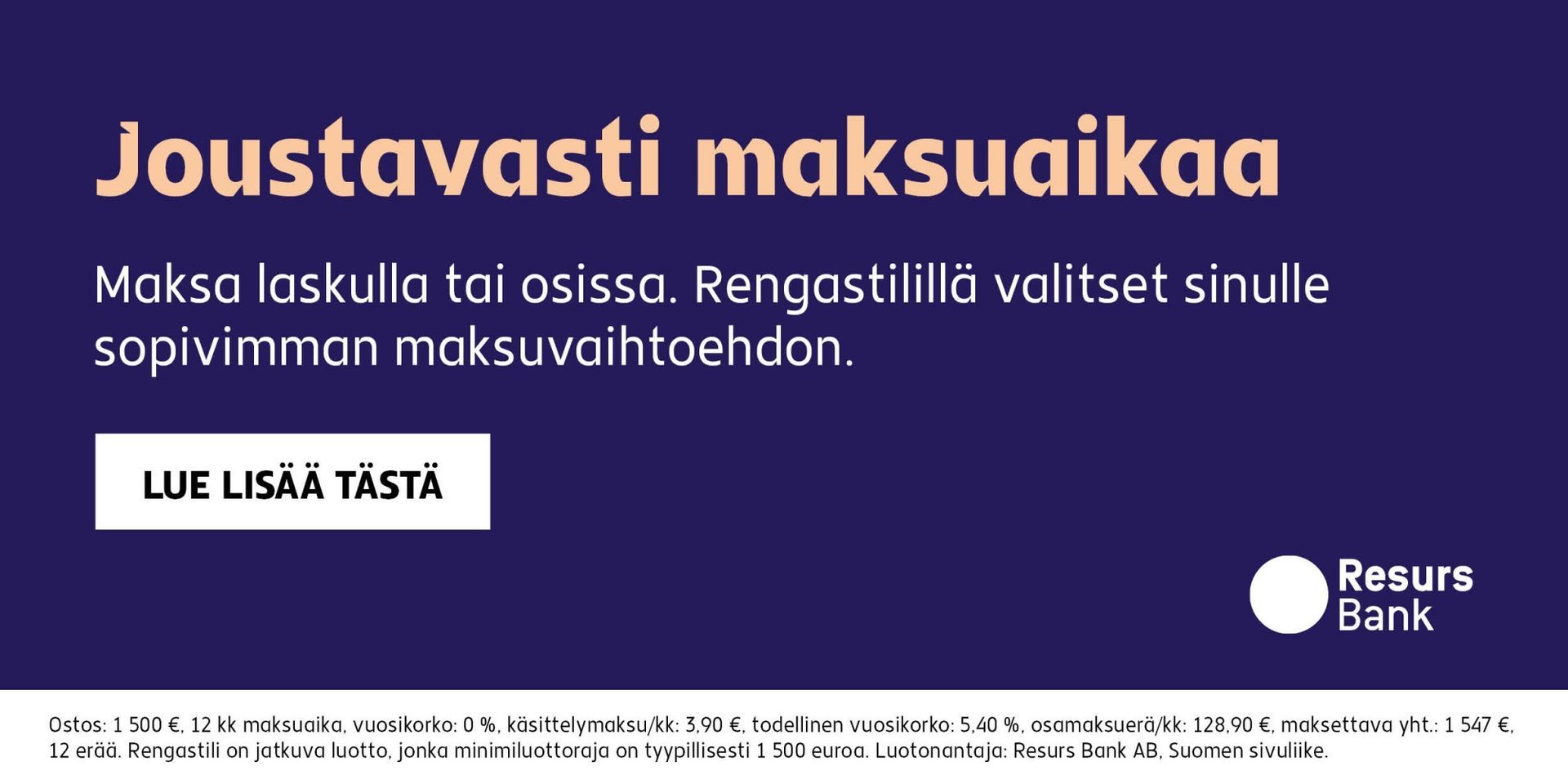 Joustavasti maksuaikaa - Lue lisää