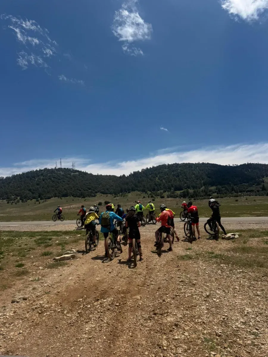 Escena callejera en Reykjavik, Islandia, con tiendas, gente, árboles y un monumento alto.