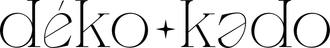 Le mot deko est écrit en noir et blanc sur fond blanc.