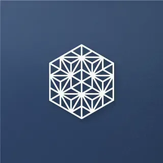 Una forma geométrica blanca sobre un fondo azul.