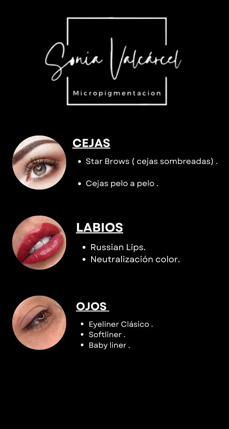 Un fondo negro con una imagen de las cejas, los labios y los ojos de una mujer.