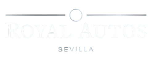 Logotipo de Royal Autos con texto y l&iacute;neas horizontales. El texto "SEVILLA" aparece en la parte inferior.