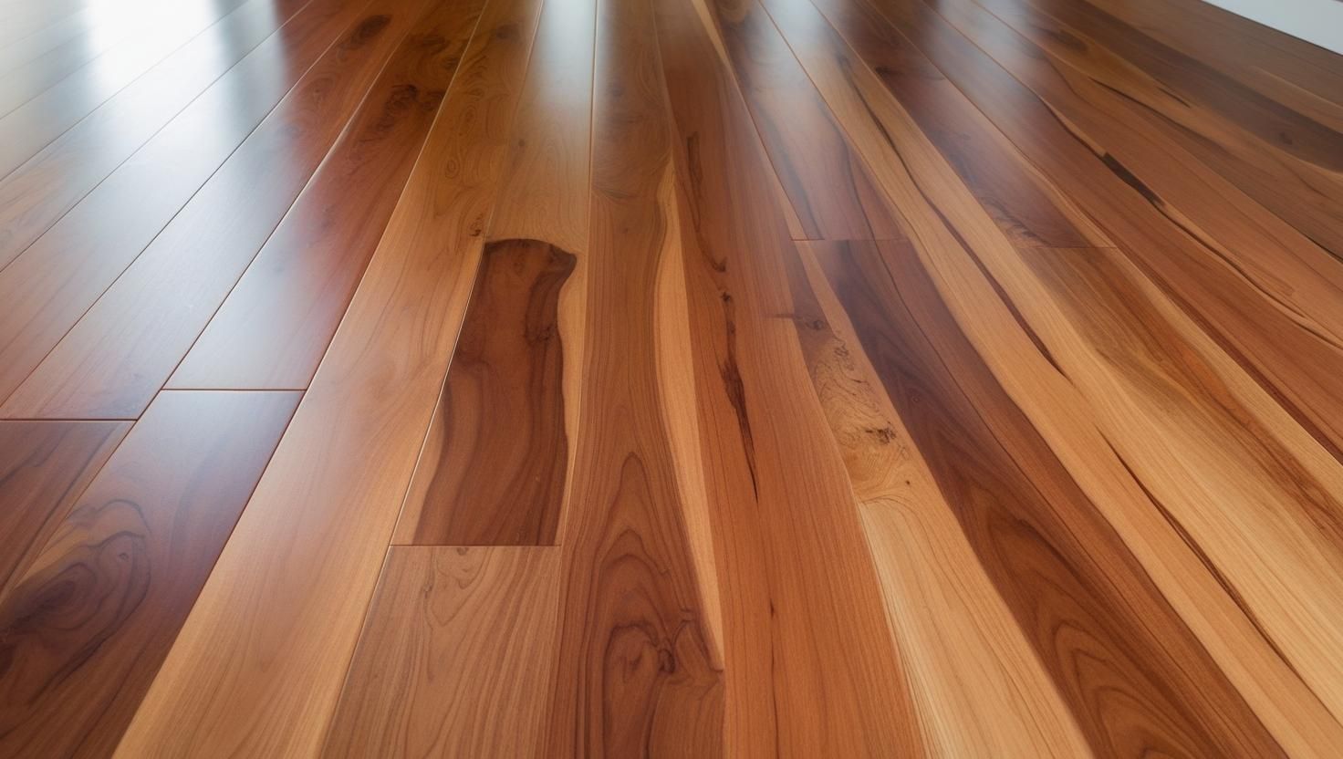 Un primo piano di un pavimento in legno con un motivo curvo