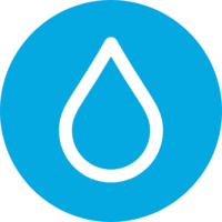 Une goutte d'eau dans un rond.