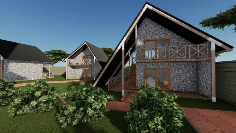 An artist 's impression of a house with a balcony