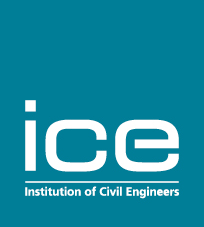 The logo for the institution of civil engineers is blue and white.