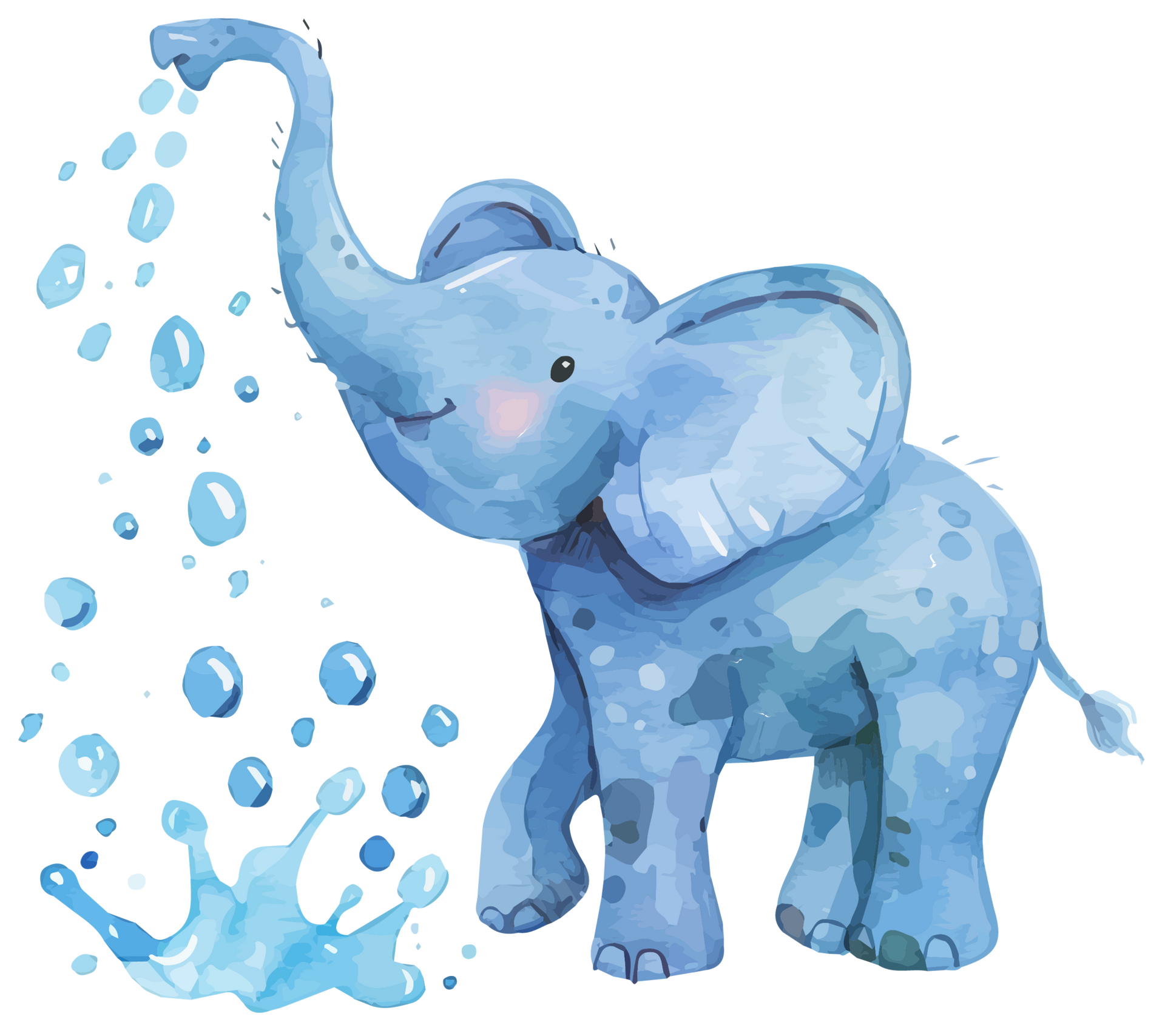 Un éléphant aspergeant de l'eau à l'aide de sa trompe.